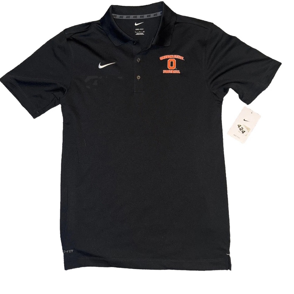 Nike Men's Black Oregon State Football Polo Shirt Dri-Fit small nwt